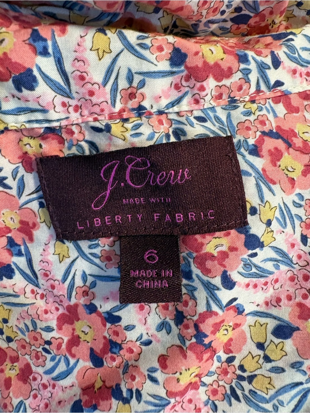 J.Crew Liberty London 100% Cotton Swirling Petals Floral Popover Shirt Blouse 6 - Picture 9 of 12